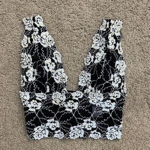 Marciano | Black Lace Floral Crop Camisole with Beading | Size S
